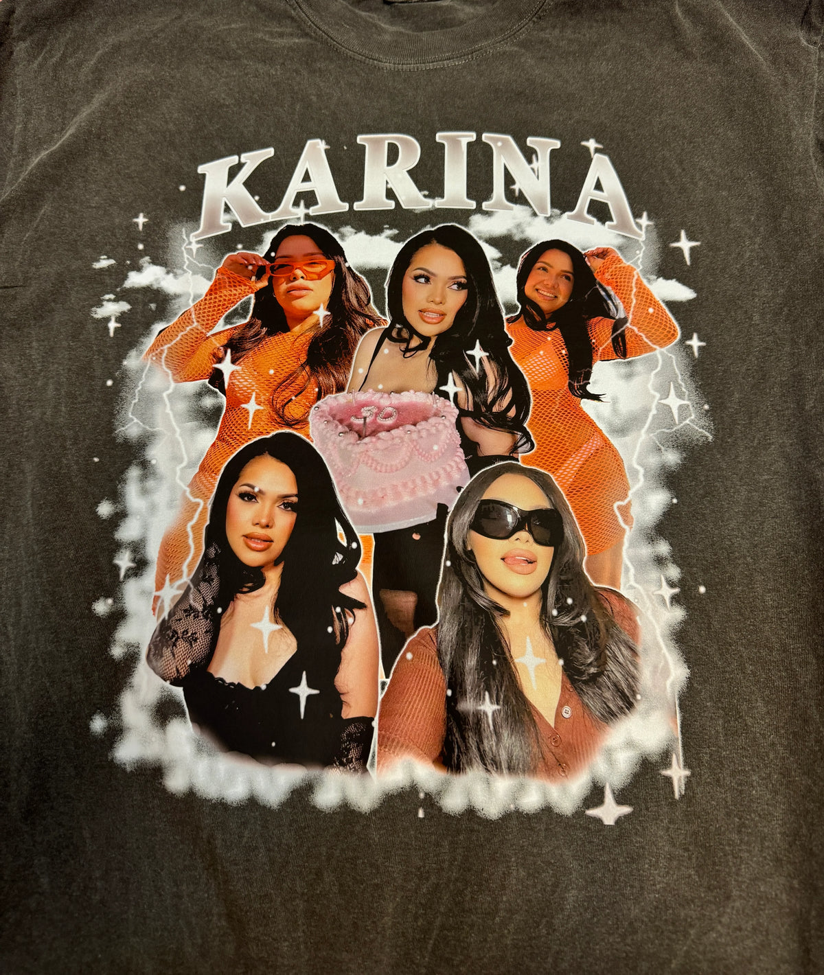 Custom Vintage Photo Tee | Personalized Face Graphic T-Shirt
 (Dark Grey)
