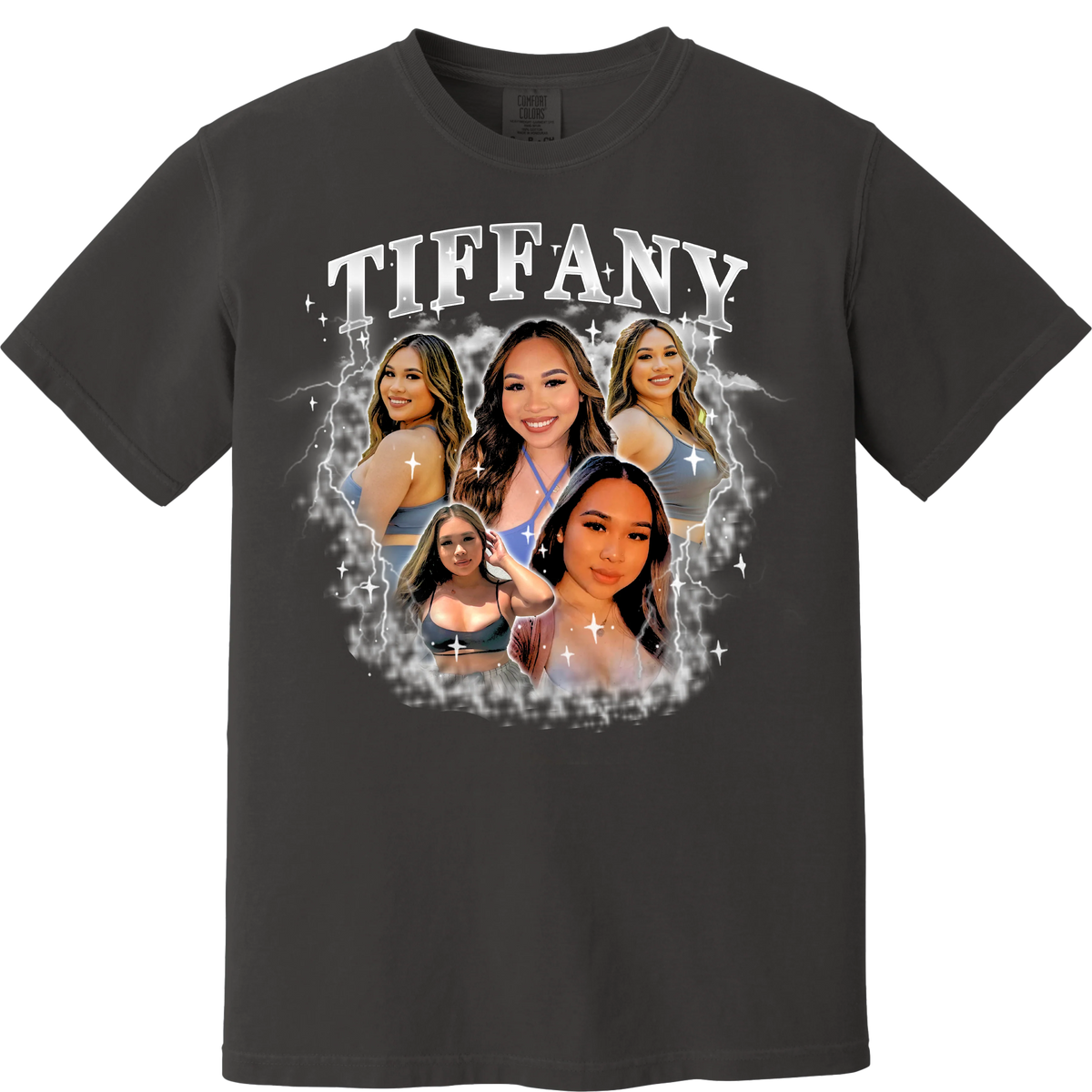 Custom Vintage Photo Tee | Personalized Face Graphic T-Shirt
 (Dark Grey)