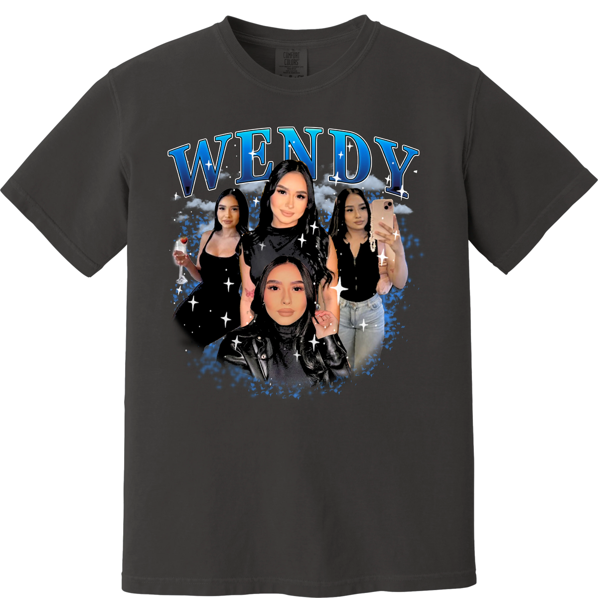 Custom Vintage Photo Tee | Personalized Face Graphic T-Shirt
 (Dark Grey)